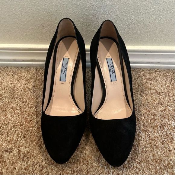 Prada Milano 37.5 Heels Black Suede - Picture 5 of 15